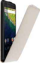 Wit lederen flip case Huawei Nexus 6P cover hoesje