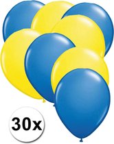 Ballonnen Blauw & Geel 30 stuks 27 cm