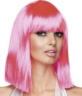 8 stuks: Pruik Dance - neonroze