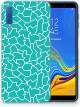 Geschikt voor Samsung Galaxy A7 (2018) TPU Hoesje Design Cracks Blue