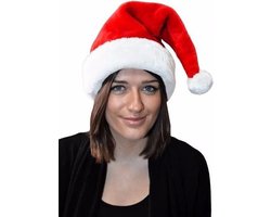 Kerstmuts rood pluche voor volwassenen - Rode Kerstmuts