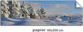 Kerstdorp achtergrond - 60x200 cm (niet zelfklevend) - berglandschap berghut - kerstdecoratie binnen