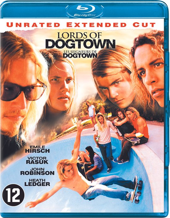 Blu-ray hoes van Lords of Dogtown met de cast in een zwembad.
