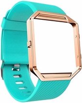 TPU Siliconen armband voor Fitbit Blaze inclusief metalen behuizing - Kleur - Bleu turquoise, Maat - L (Large)