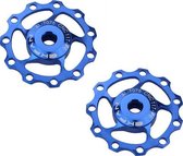 set CNC Aluminium derailleurwieltjes met kogellager - T11 - 7075 Alu - 2 stuks - Blauw