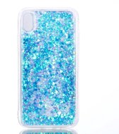 Shop4 - iPhone Xr Hoesje - Zachte Back Case Glitters Blauw