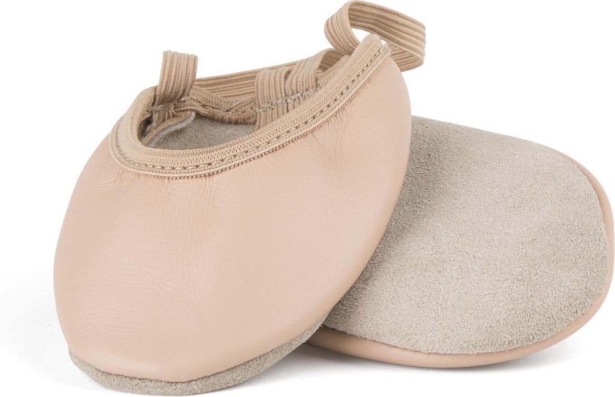 Rumpf 1033 Gymnastiek halve zooltjes, Gym caps, leer, suède zool - beige - maat 37, 38, 39