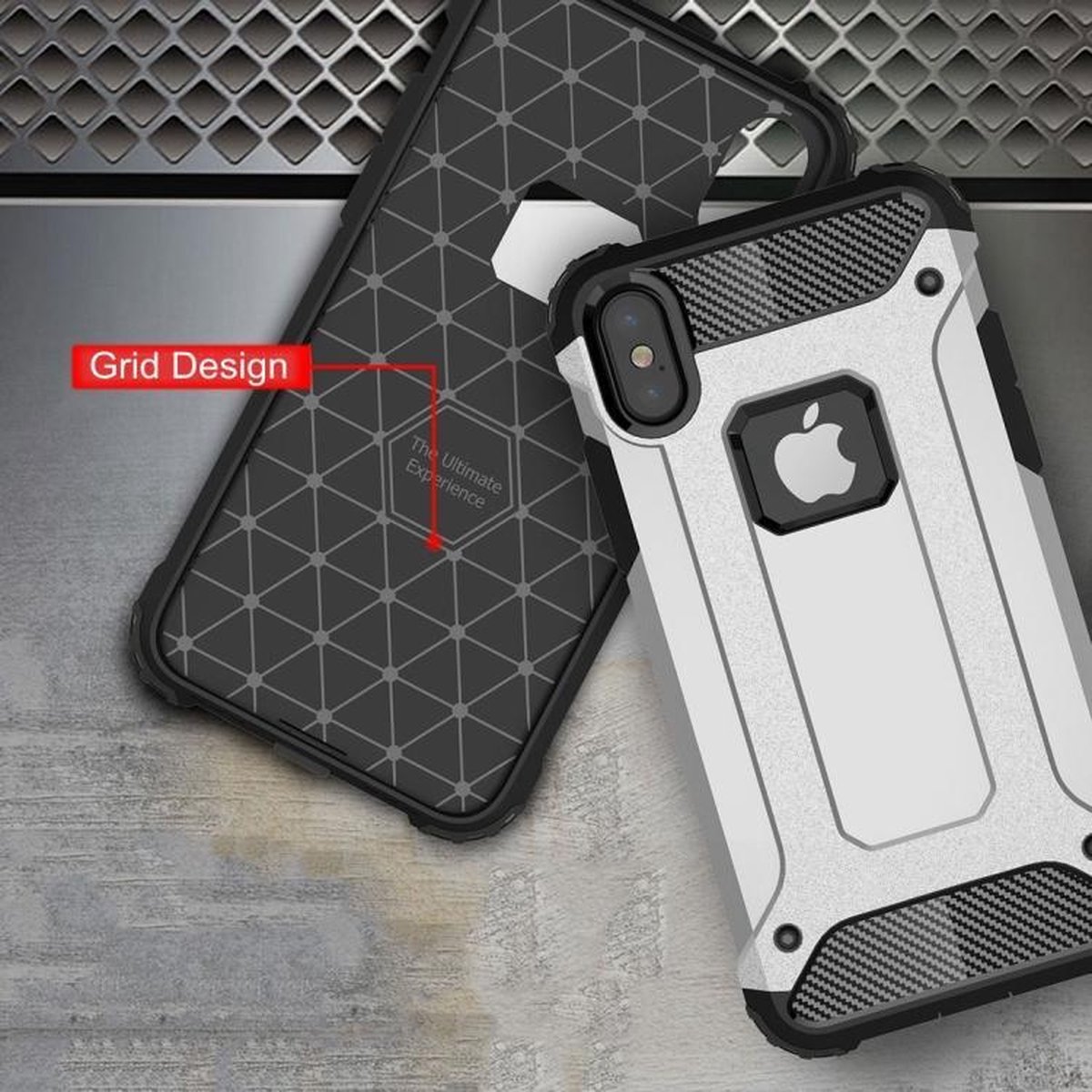 Hybrid Tough Armor-Case Bescherm-Cover Hoes geschikt voor iPhone X - Zwart
