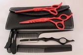 Akyol - Kappersschaar Set Rood 6.0 inch - rechtshandig