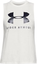 Under Armour Sportstyle Graphic Muscle SL Dames Sporttop - Onyx Wit - Maat S