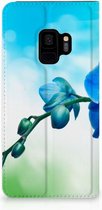 Hoesje Geschikt voor Samsung S9 Design Orchidee Blauw