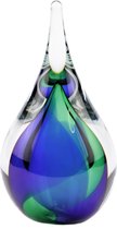 Glasobject druppel small blauw/groen mini urn glas