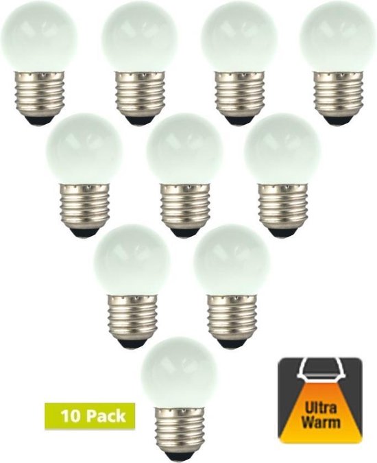 10 Pack - Prikkabel lamp E27 1w Bol Lamp, Lumen, Matte Kap, Flame