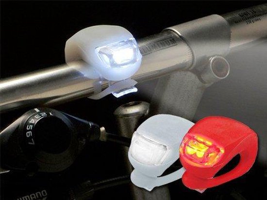 Setje silicone LED fietslamp - Verlichtingsset Rood en Wit - fietsverlichting - DisQounts - Merkloos
