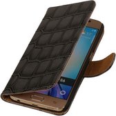 Samsung Galaxy Note 4 - Krokodil Grijs Booktype Wallet Hoesje
