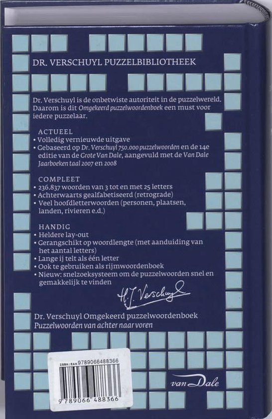 Van Dale Dr.Verschuyl Omgekeerd puzzelwoordenboek, ... Verschuyl |  9789066488366 | Boeken | bol.com