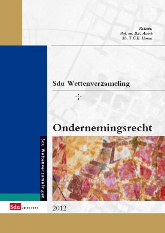 Sdu wettenverzameling - Ondernemingsrecht 2012 - cover