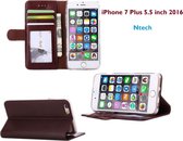 iPhone 7 Plus / iPhone 8 Plus (5.5 inch) 3 Pasje wallet / boekstyle hoesje xssive Bruin