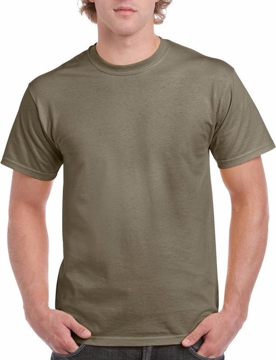 Kaki groene katoenen shirt voor volwassenen 2XL (44/56)