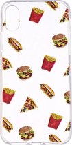Shop4 - iPhone X Hoesje - Zachte Back Case Fast Food Transparant