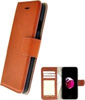 Echt Leder Bruin Wallet Bookcase Pearlycase Hoesje Geschikt voor Apple iPhone 7 Plus