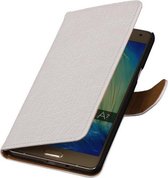 Wit Krokodil Booktype Samsung Galaxy A7 2015 Wallet Cover Hoesje