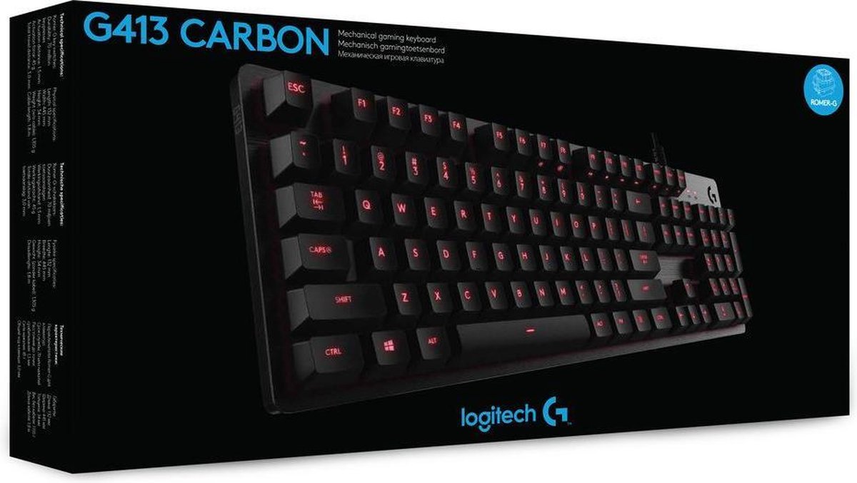 Logitech G G413 Carbon clavier USB AZERTY Belge Charbon | bol