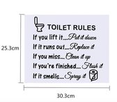 Muursticker Toilet Rules zwart / Decoratie wc