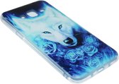 Blauw wolven siliconen hoesje Geschikt Voor Samsung Galaxy J3 (2015) / J3 (2016)