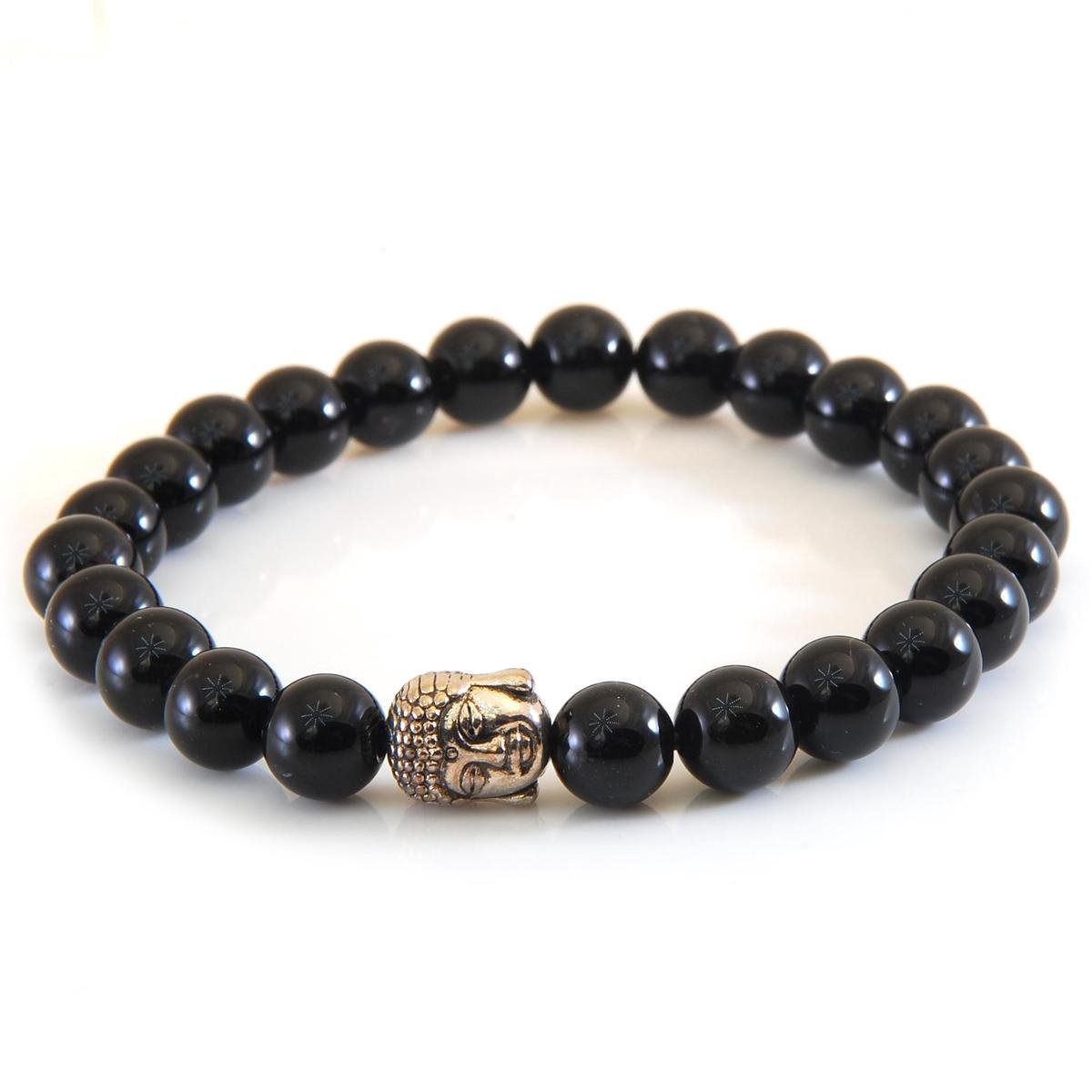 Armband met natuursteen kralen en boedha - Zwarte Onyx