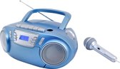 Soundmaster SCD5800BL - Boombox met FM-radio, cassettespeler, CD en externe microfoon, blauw