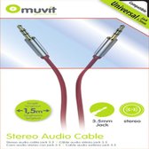 muvit Stereo Cable Metal Jack 1.5 meter 3.5mm-3.5mm Flat Cable Red