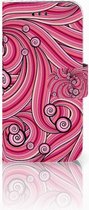 Geschikt voor Samsung Galaxy A3 2017 Uniek Bookcase Hoesje Swirl Pink