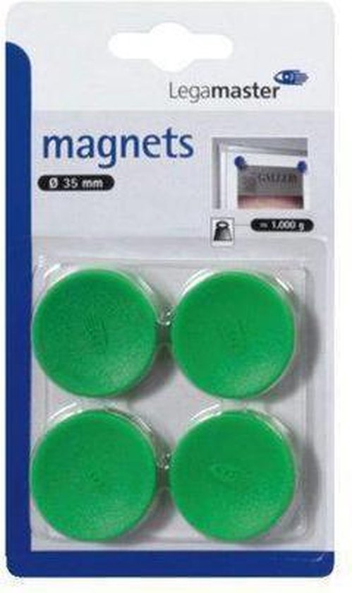 Foto: Legamaster magneet 35mm 1000gr groen 4 stuks