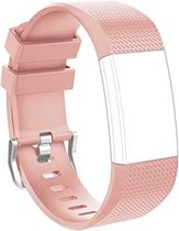 Horloge Band Voor de Fitbit Charge 2 - Siliconen Sport Roze Watchband - Armband Large - Geschikt voor de Activity Tracker / Polsband / Strap Band / Sportband - Pink - Maat Groot