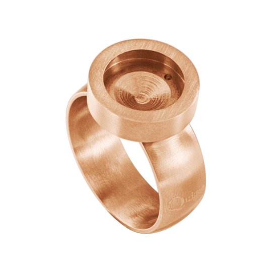 Quiges - Rosé goudkleurigMini Munt Ring RVS Mat 18mm - SLSR00718
