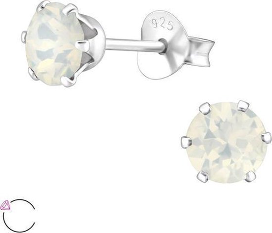 Boucles d'oreilles Amanto Elka White Opal - Femme - Argent 925 - Swarovski® - Rond - ∅5 mm