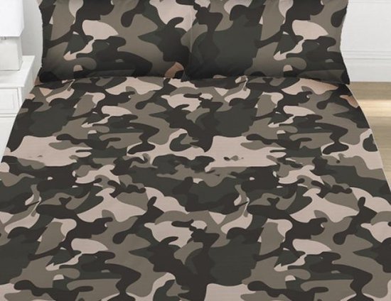 2 persoons dekbedovertrek legerkleuren camouflage antraciet / donkergrijs |  bol.com