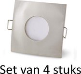 Dimbare Philips badkamer inbouwspots Zilver vierkant | 5W Warm wit | Set van 4 stuks
