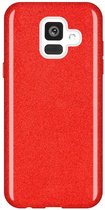 HB Hoesje Geschikt voor Samsung Galaxy A6 2018 - Glitter Back Cover - Rood