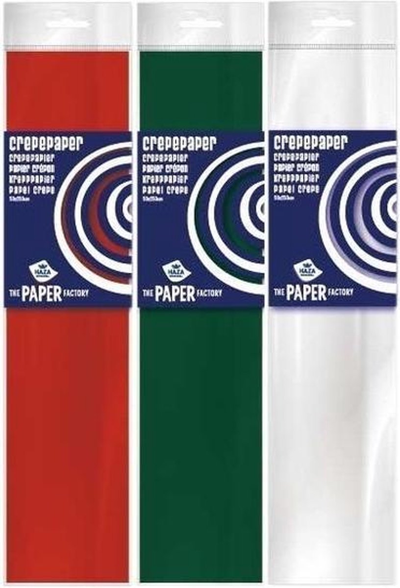 3x Crepe papier kerst basis pakket 250 x 50 cm - Knutselen met papier - Knutselspullen