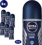 NIVEA MEN Cool Kick - 6 x 50 ml - Voordeelverpakking - Deodorant Roller