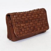 Bear Design Cow Lavato Leren Schoudertas / Portemonnee - Cognac