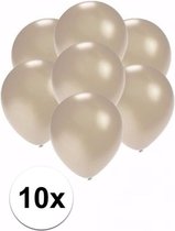 10x stuks kleine metallic zilveren ballonnen 13 cm - Feestartikelen/versieringen
