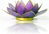 Lotus sfeerlicht lila goudrand - 13.5 - Schelp - Licht paars - Goudkleurig