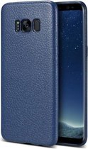 Coque DrPhone Samsung S8 + (Plus) - Coque TPU Aspect cuir PU - Coque Flexible Ultra Fine - Bleu