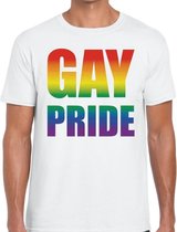 Gay pride regenboog t-shirt wit voor heren 2XL