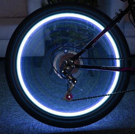 Éclairage de roue de vélo LED - Bleu + BATTERIE INDUSTRIELLE | bol.com