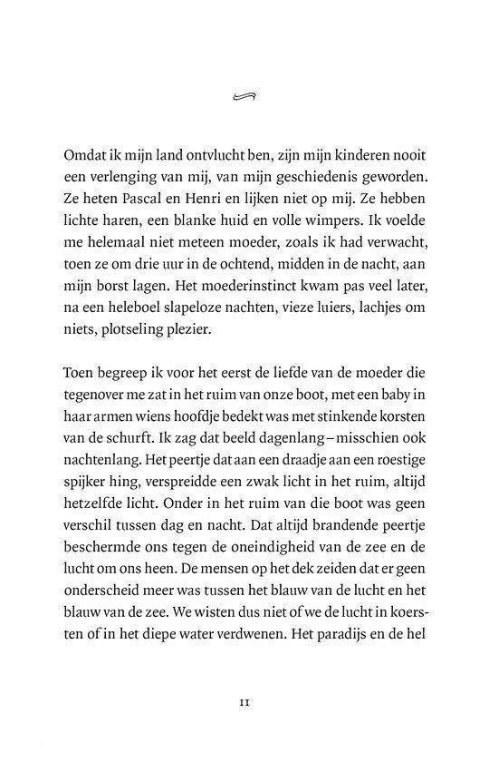 Tekstpagina met een paragraaf over vluchten en een andere over liefde, vaderschap en angst.