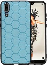 Hexagon Hard Case - Telefoonhoesje - Backcover Hoesje - achterkant hoesje - Geschikt voor Huawei P20 - Blauw